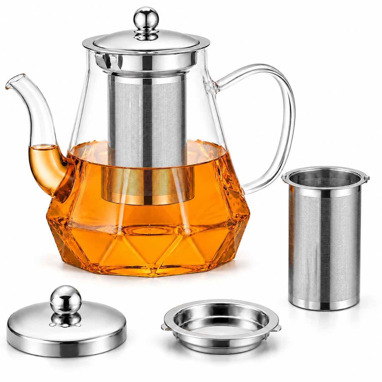 Otopone 1200ml Tea Pot, Glass Teapot with Infuser, 304 Tea Infuser