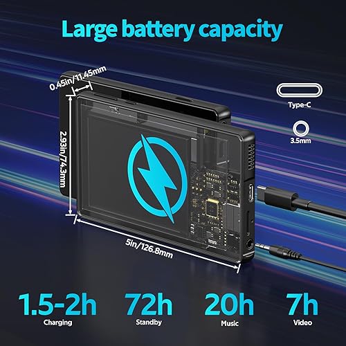 Miniatura 7 de Reproductor de MP3 de 64 GB con Bluetooth y WiFi, sonido sin pérdida de alta fidelidad de 5 pulgadas, pantalla táctil completa 1080P, reproductor de