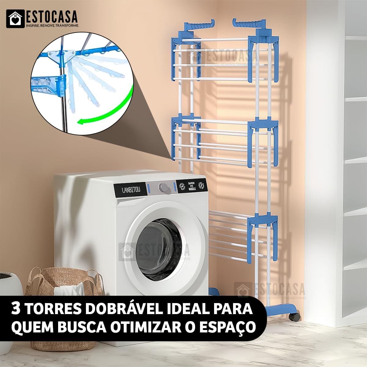 Varal De 3 Andares Apartamento Aço Inox Pratico Dobrável