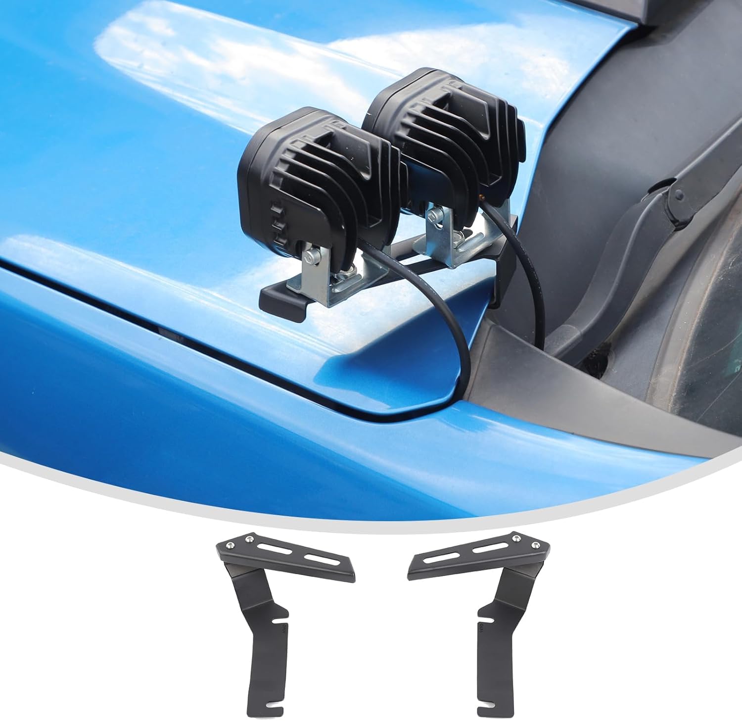 Linskip 4-Pod Ditch Light Brackets Compatible with 2014-2018 Chevy Silverado & GMC Sierra 1500 2500HD 3500HD, Hood LED Light Mount Kit - Twice The Capacity, Exteiror Accessories(2 Per Side)