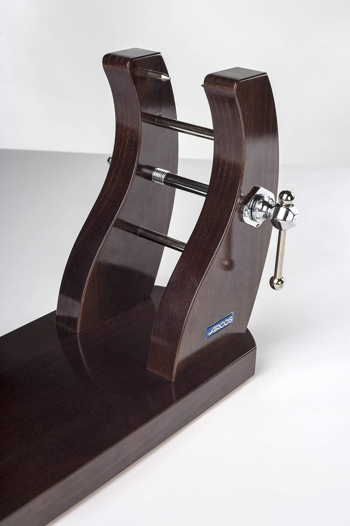 Arcos Zubehör - Schinkenhalter - Metallische Eisenhütte 500x280x180 mm - Mahagonifarbenes bambuslackiertes Holz Farbe Braun
