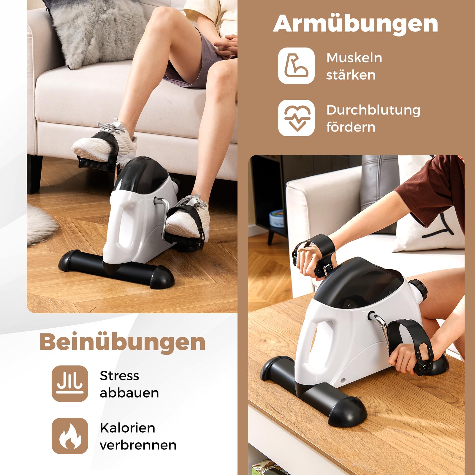 COSTWAY Pedaltrainer für Senioren, Arm und Beintrainer unter dem Schreibtisch, 100 kg belastbar, Mini Bike