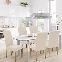 Vista 2 de Fundas para sillas de comedor, juego de 2 fundas para sillas de comedor o cocina, lavables, protectoras, para sillas Parsons, para el hogar, Beige