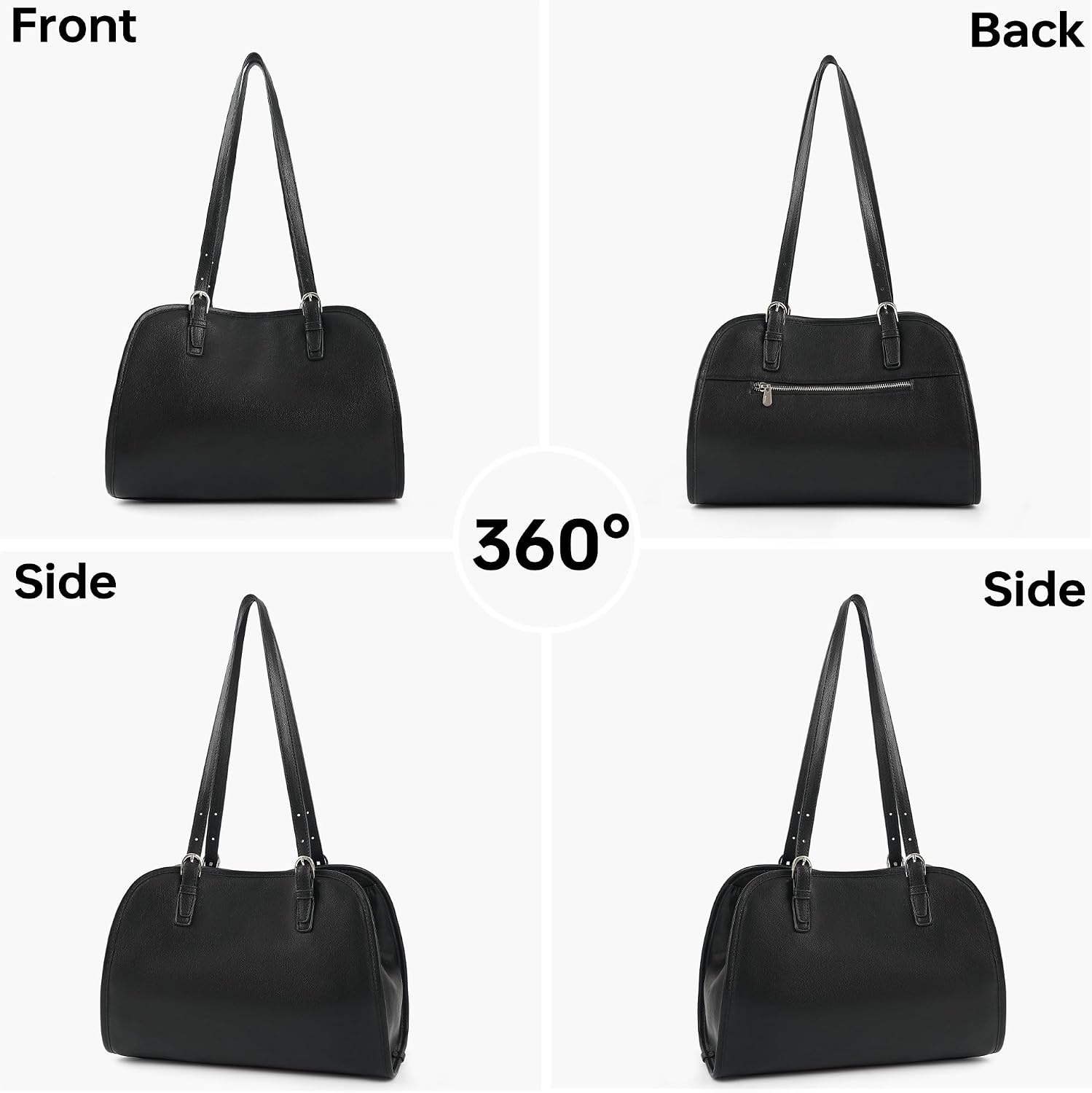 Shoulder Bag for Women, Vegan Leather Dome Satchel Purse with Adjustable Strap, Magnetic Closure