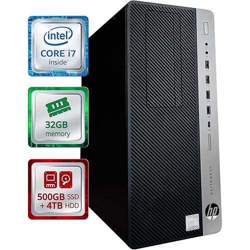 HP EliteDesk 800 G3 Desktop Computer | Workstation PC | Quad Core Intel i7 (4.2GHz Turbo) | 32GB DDR4 RAM | 500GB SSD Solid State + 4TB HDD | WiFi-5G + Bluetooth | Win10 Pro | 800G3 Tower (Renewed)