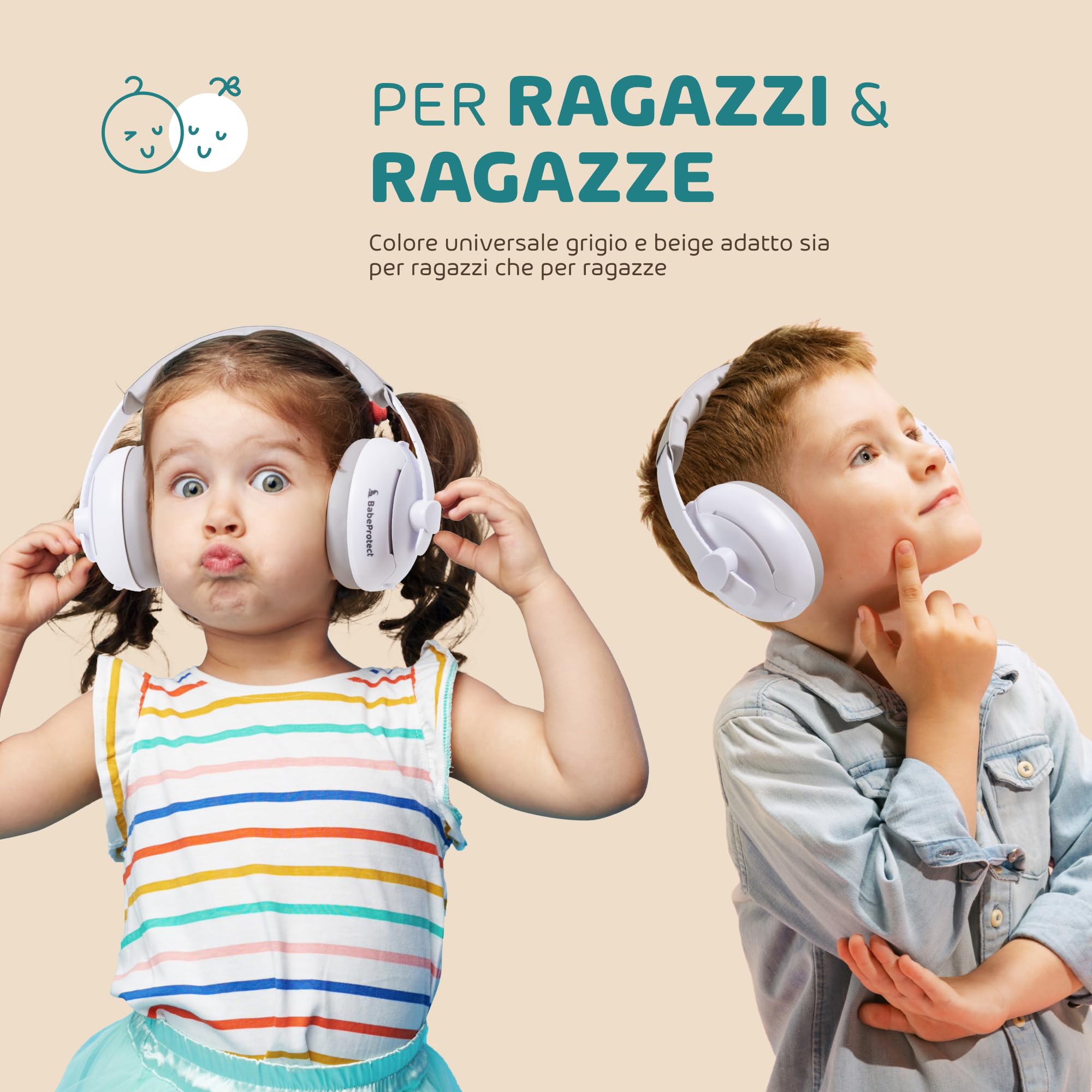2 in 1 Cuffie neonato antirumore - Protezione Uditiva Efficace Fino a 4 Anni, Certificata CE - Comfort Superiore Ideale per il Sonno, Viaggi - Aereo, Feste
