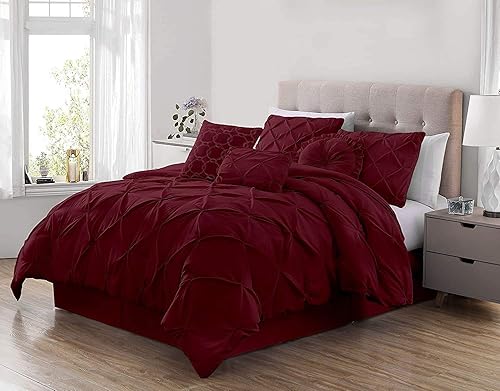 Chezmoi Collection - Juego de ropa de cama modelo Sydney, 7 piezas, con pliegues decorativos