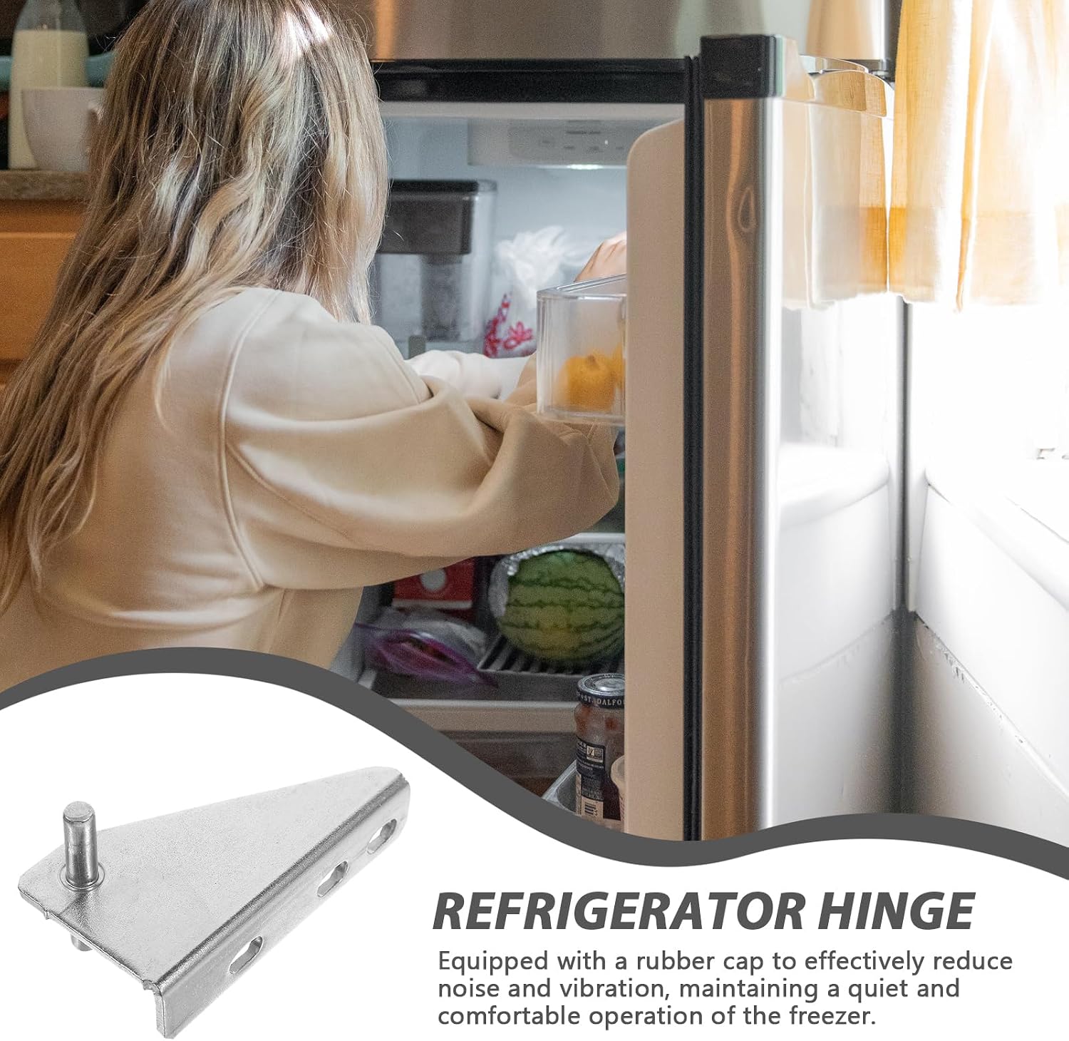 Mikikit 2Pcs 3.54x1.77x1.77In Metal Refrigerator Door Hinges with Noise-Reducing Caps – Quiet Operation for Home Kitchen & Commercial Freezers