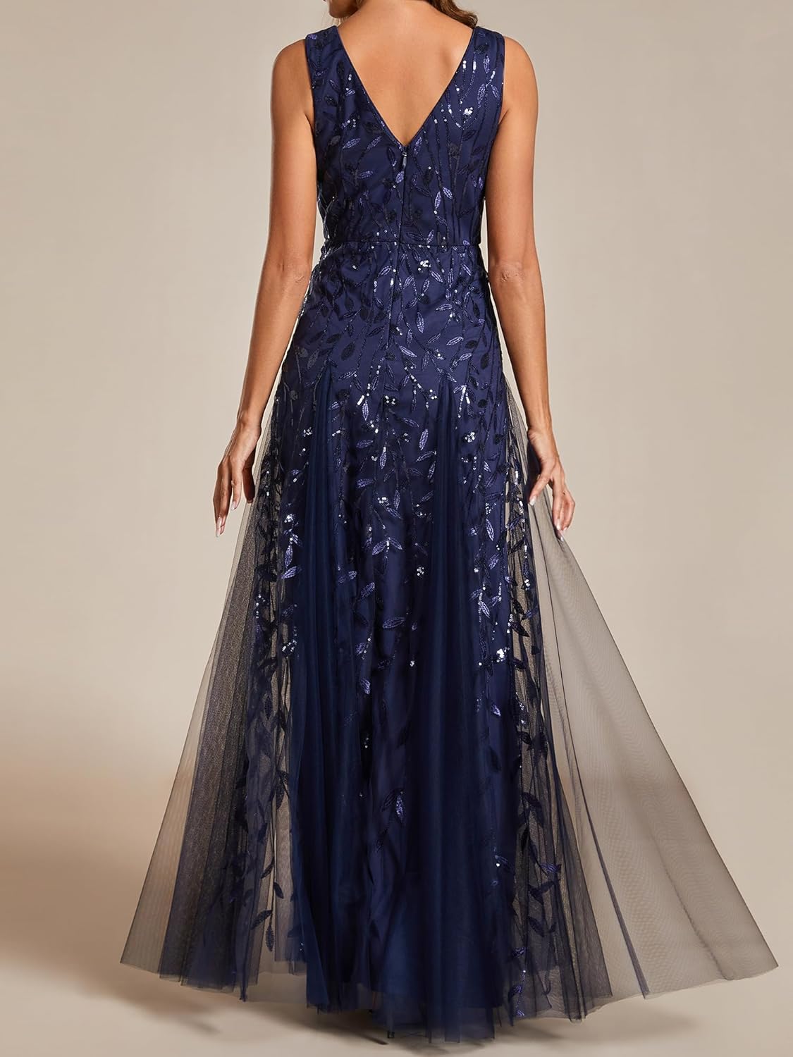 Ever-Pretty Women's Sequin Sleeveless V-Neck Formal Dresses Sexy Empire Waist Evening Gown Prom Dress 2026 - Image 2