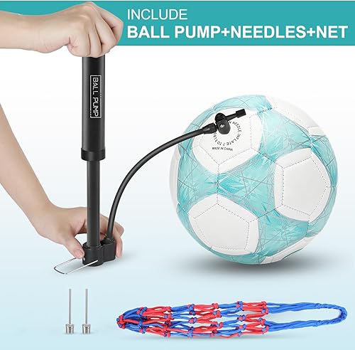 Miniatura 8 de STEEFAN Balón de fútbol verde azuladoazulrosa, talla 4 para jugar al aire libre, pelota oficial de fútbol con cambio de color con agujas y bomba de