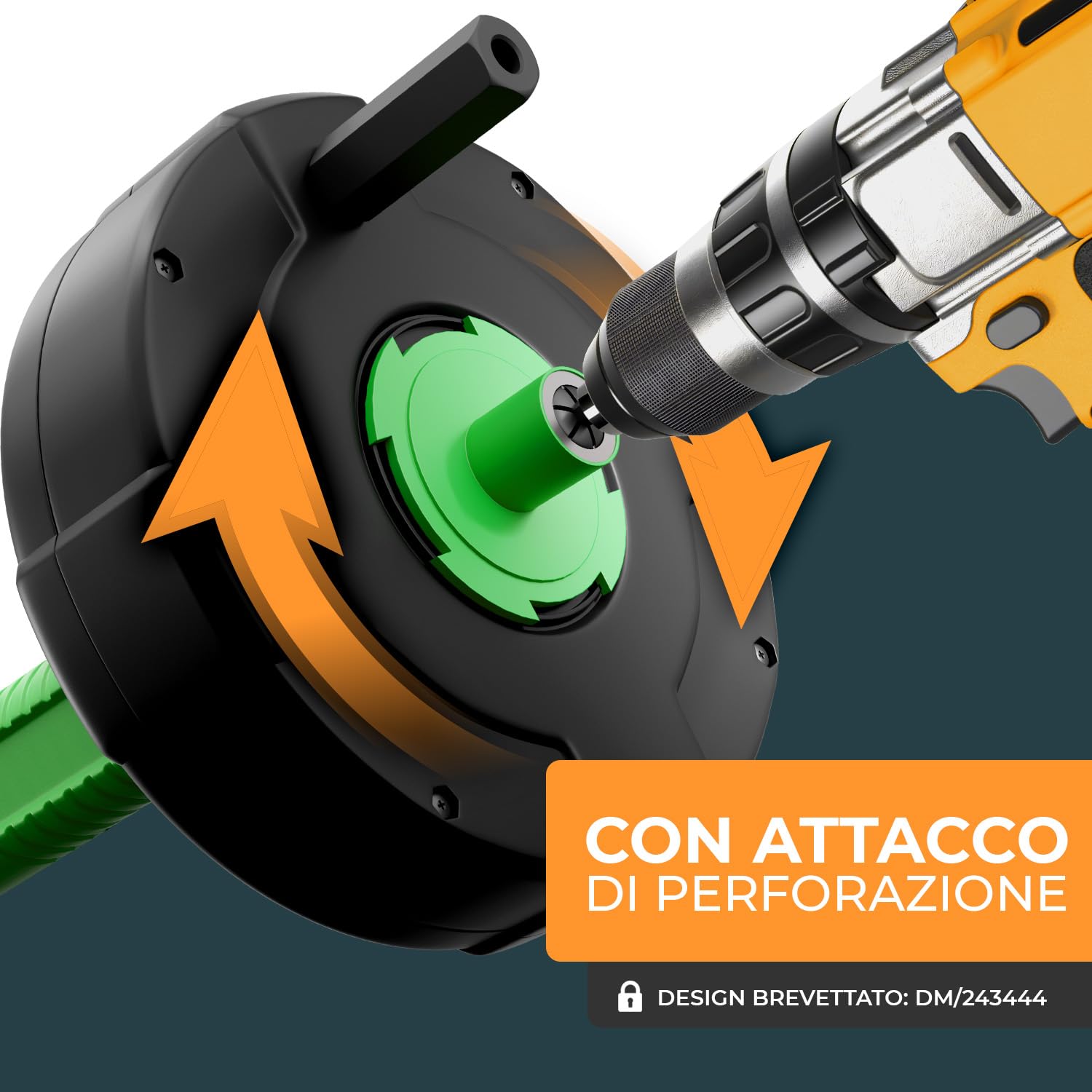 Meisterfaktur Sonda Sturatubi per Pulizia [15M] - Funzione Automatica - Molla Stura Tubi Ideale con Alimentazione Automatica - Sonda Idraulica Stura Lavandini e Scarichi per Amanti del Fai da Te!