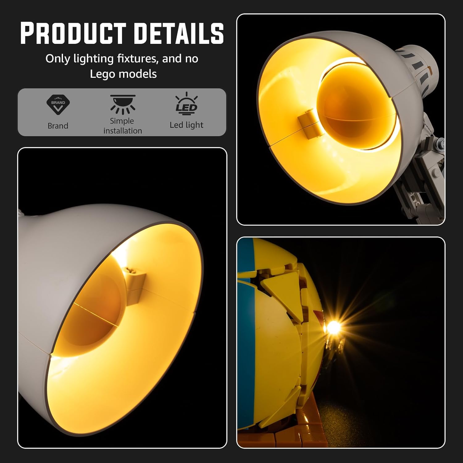 Nitemode LED Light Kits Compatible with Lego Pixar Luxo Jr. Lamp 21357, Perfect for Enhancing The Effects of Your Building Block Kits,NO Models(IR Touch-Free Sound Version)