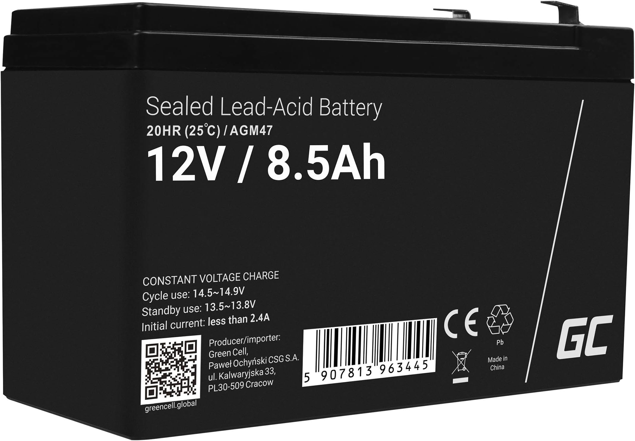 GreenCell® Rechargeable Batterie AGM 12V 18Ah accumulateur au Gel Plomb