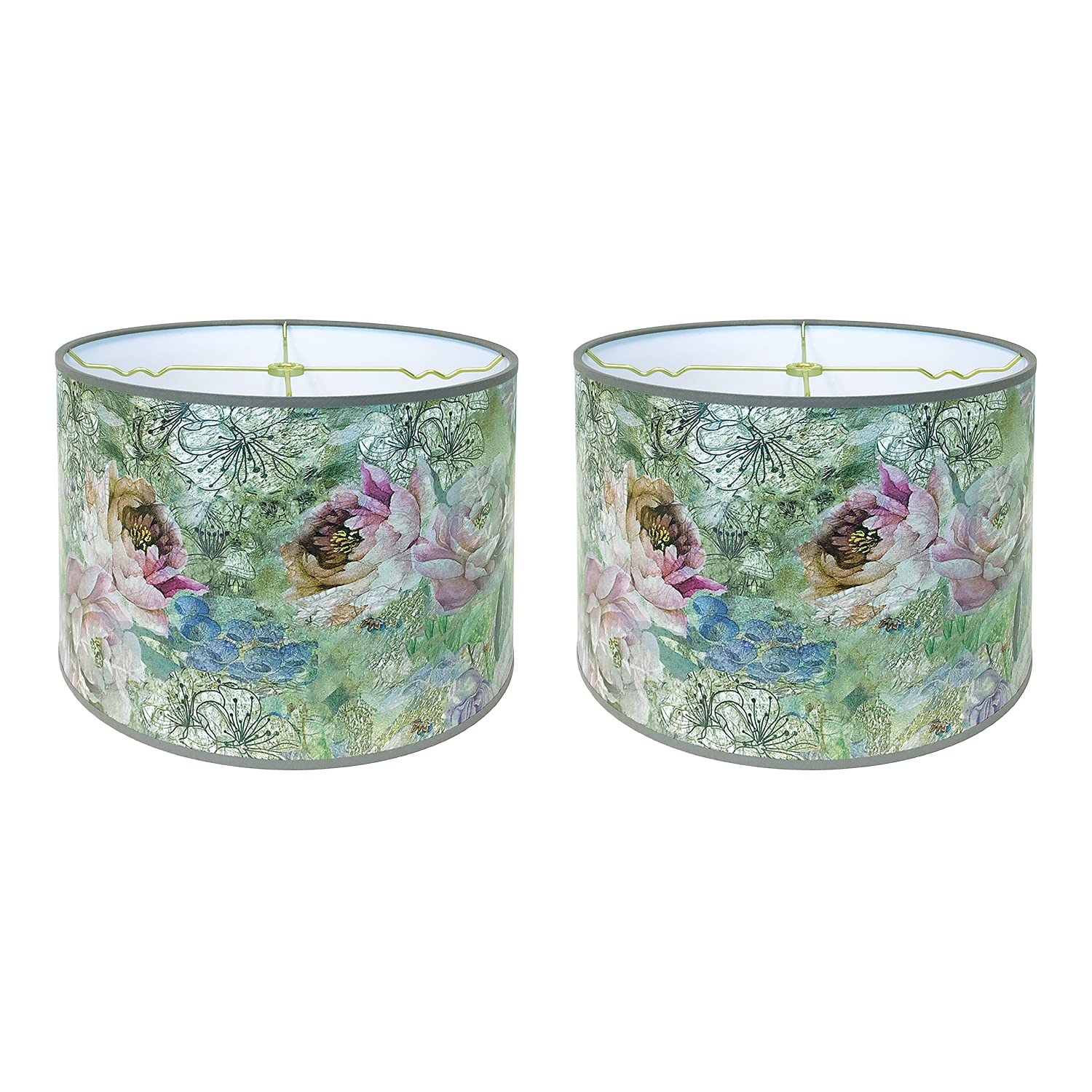 Royal Designs, Inc. Trendy Decorative Handmade Lamp Shade, Made in USA, 10in, HBC-8069-10-2, Canvas of Spring - 2 Pk