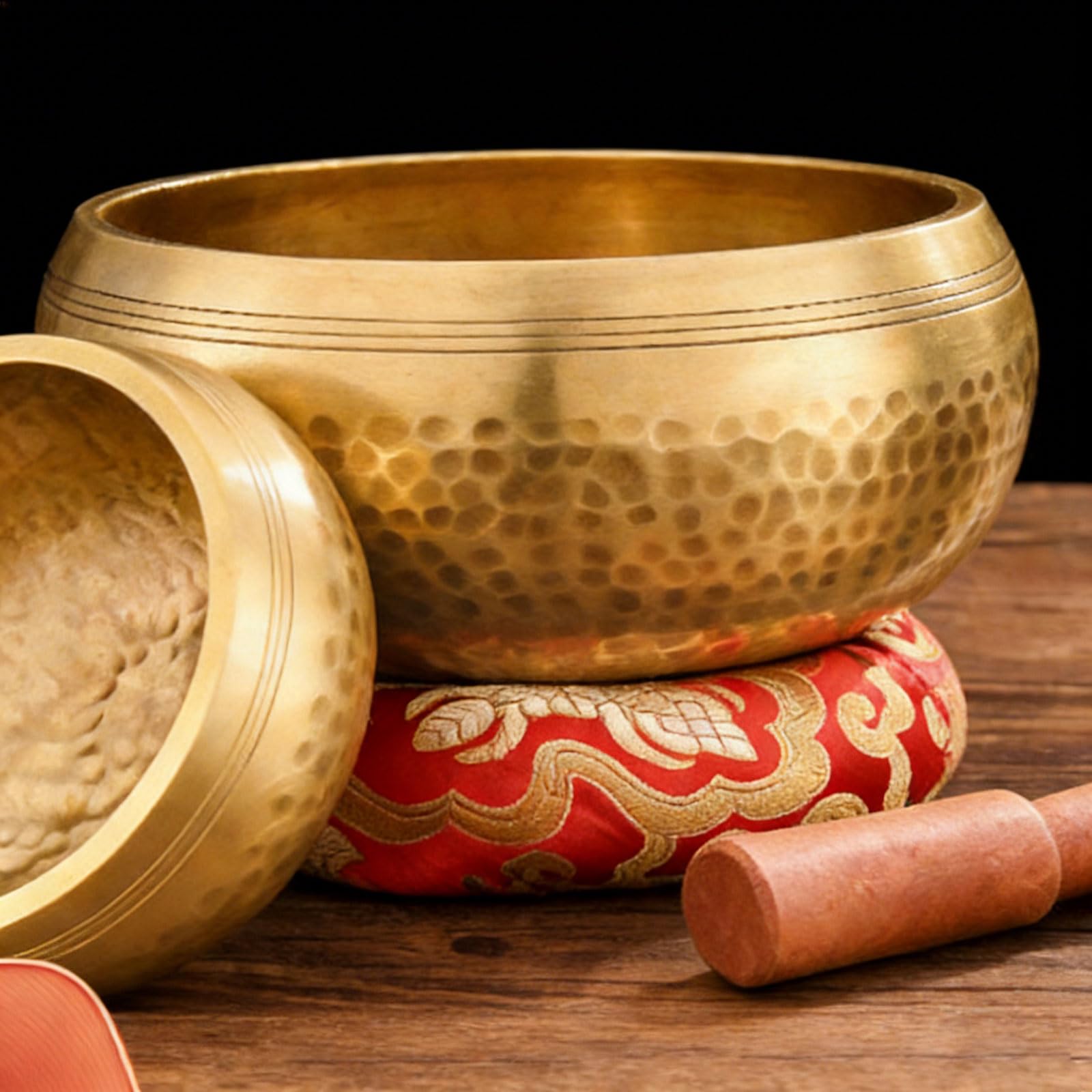 Campana tibetana fatta a mano che offre potere del tono sereno, ciotola curativa, struttura in ottone, perfetta per la meditazione e lavoro energetico Meditazione in ottone