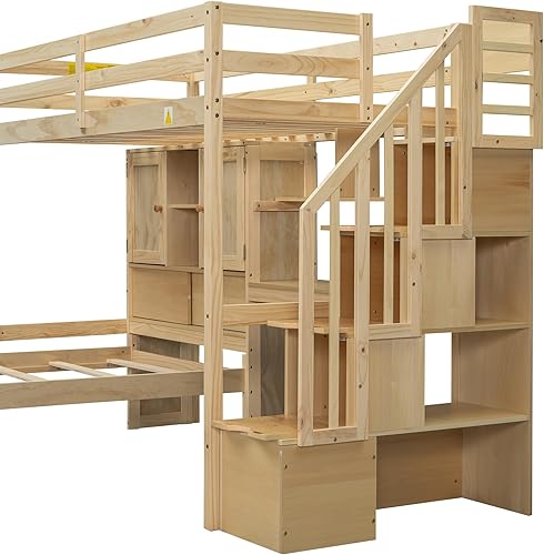 Miniatura 69 de Versatility - Litera individual sobre individual con escritorio y armario integrados, cama alta de madera maciza y plataforma independiente con