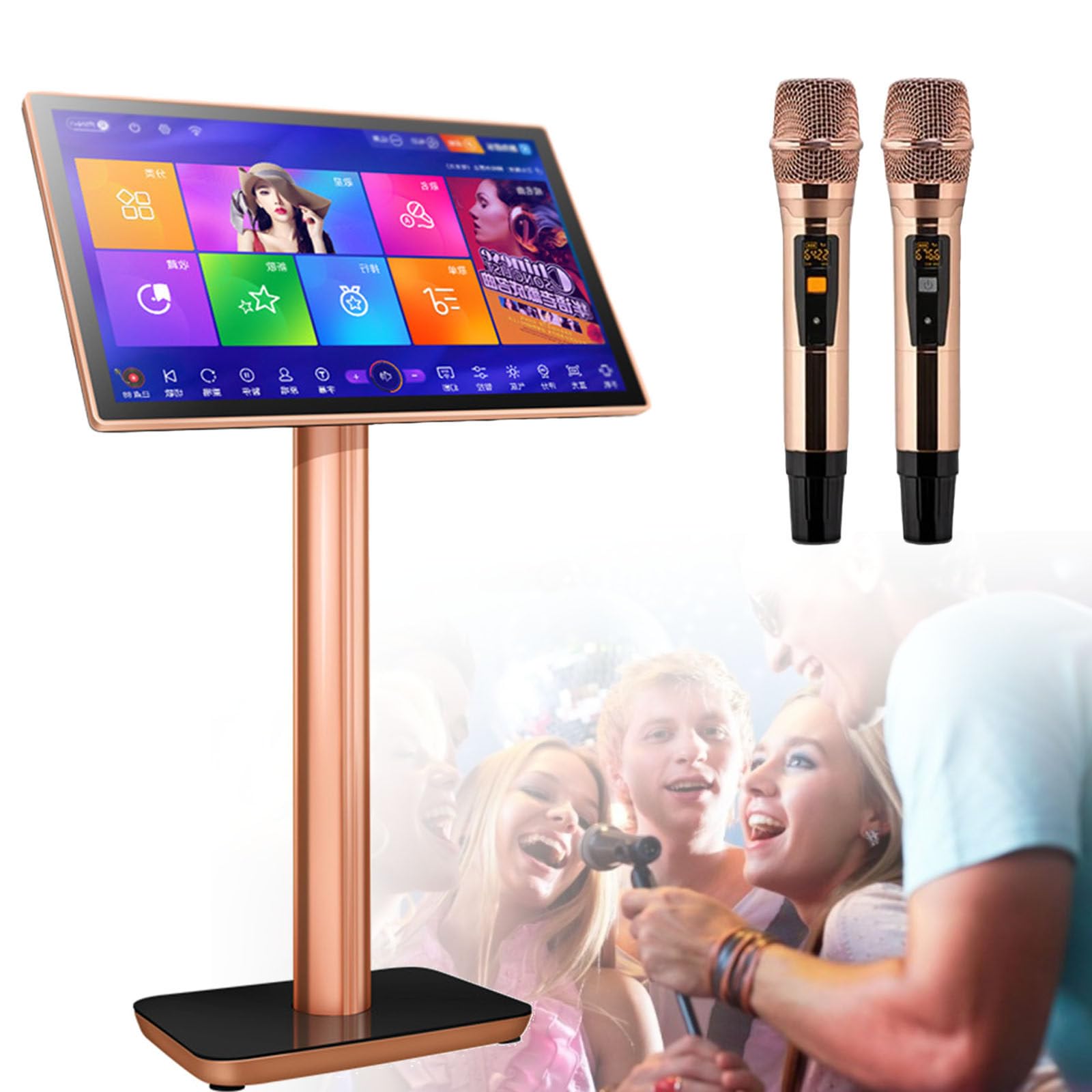 Macchina per karaoke tutto in uno, telecomando per telefono cellulare touch screen e macchina per karaoke con controllo app, lettore karaoke che canta KTV per feste in casa, bar,19.5inch-4TB