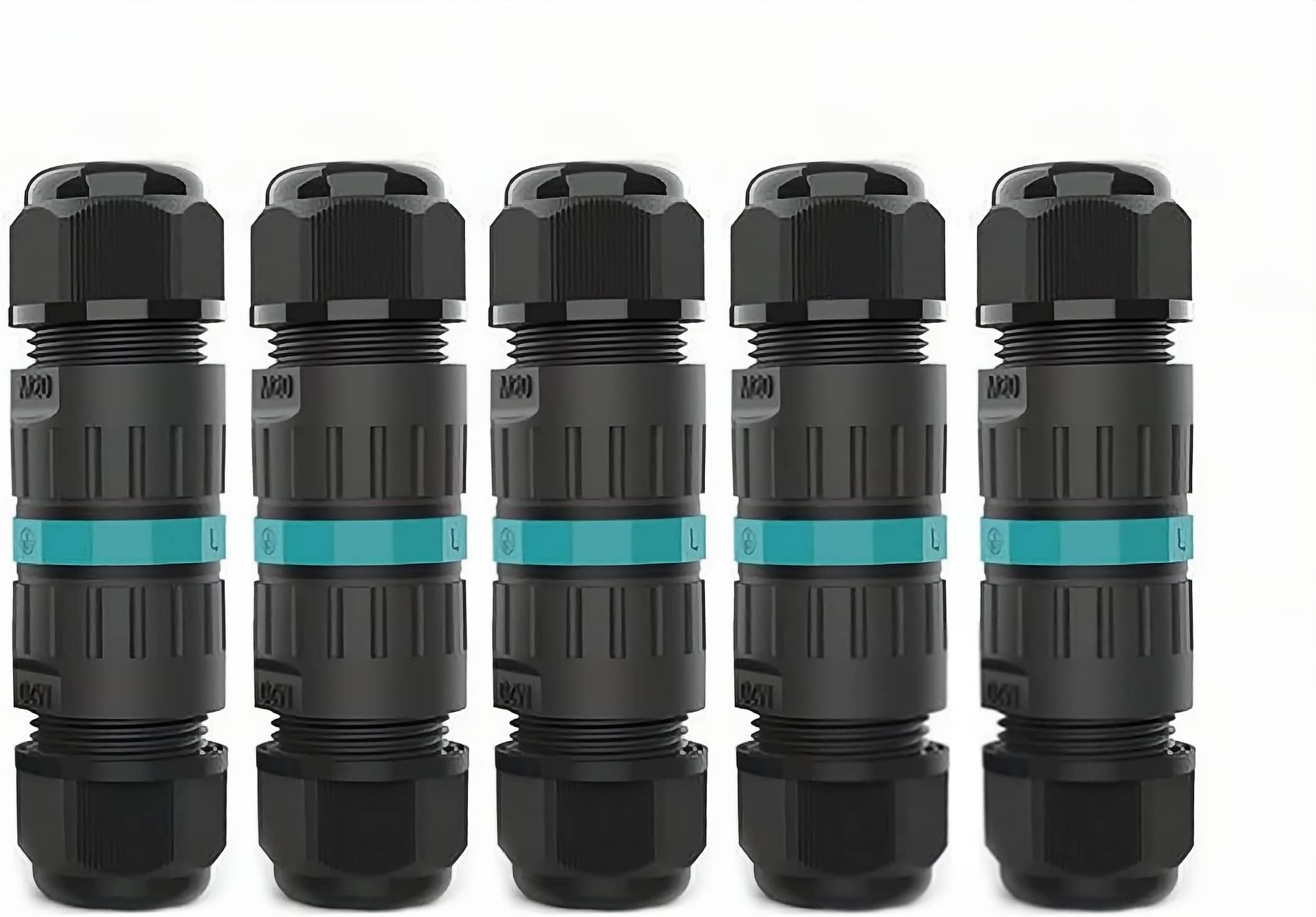MAKINGTEC IP68 Waterproof Junction Box M20 Outdoor Electrical Cable Connectors 2 Way 3 Pin for Quick Repair Extender Power Wire Cord Range 9~12mm (5 Pack)