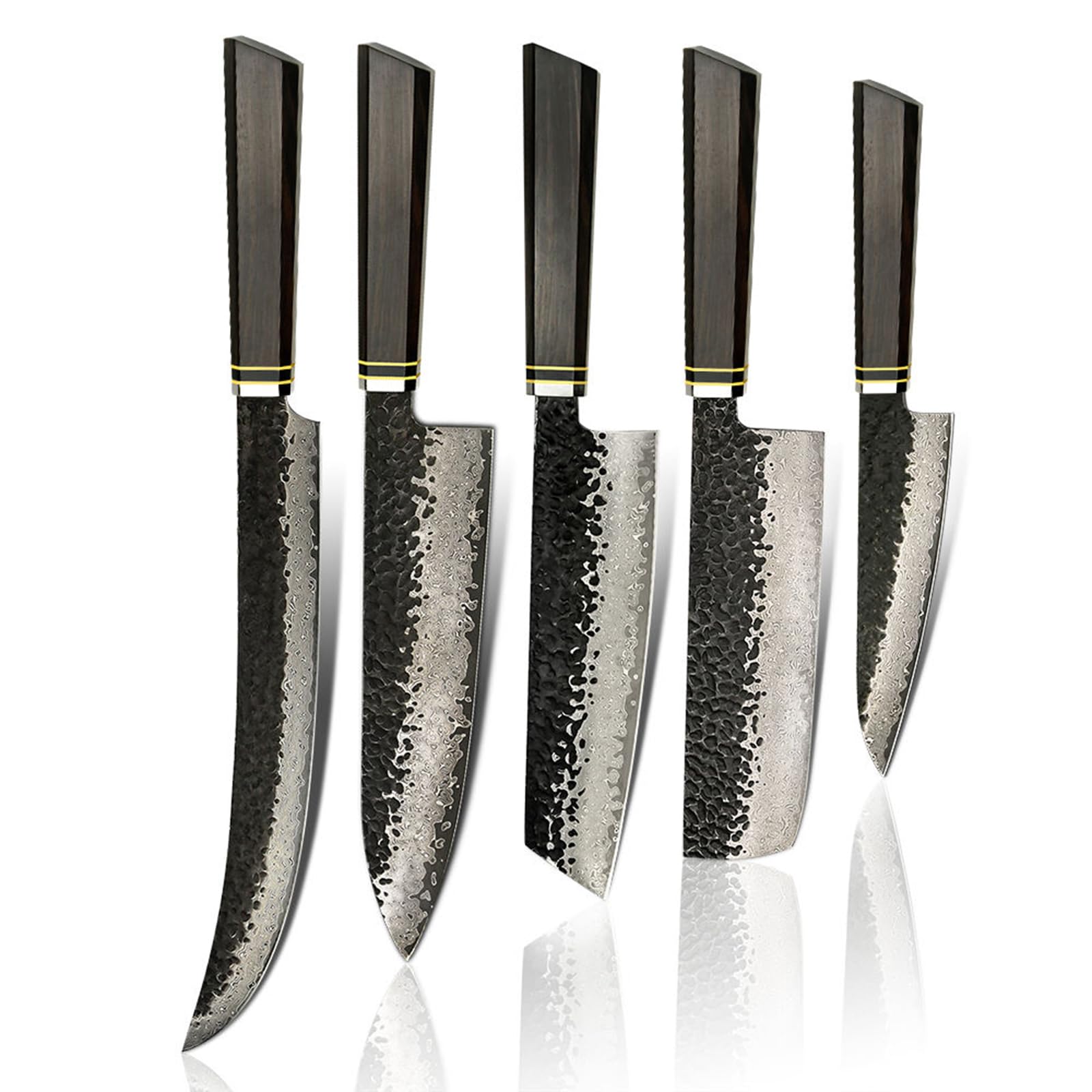 Kitchen Knife Set 5 PCS Kitchen Utensils Japanese Sharp Damascus VG10 Steel Hammer the Blade Surface Knife Chef