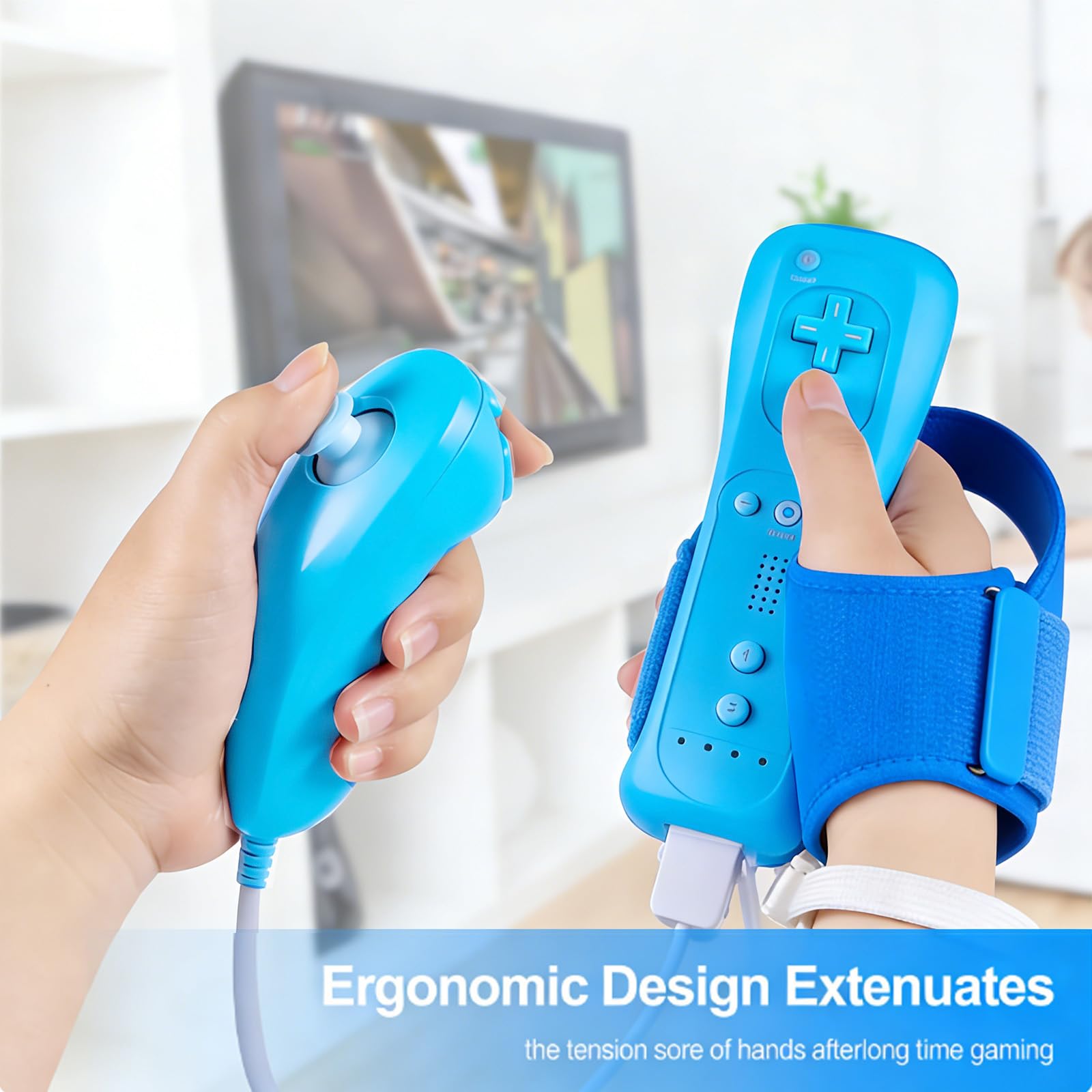 Funmo Controller für Wii Remote Plus Controller -Wi-i- Fernbedienung mit Motion Plus und W-ii-Nunchuck Con-troller W-ii Kontroller W-ii Vernbedinung Ersatz für Wii/WiiU (B)