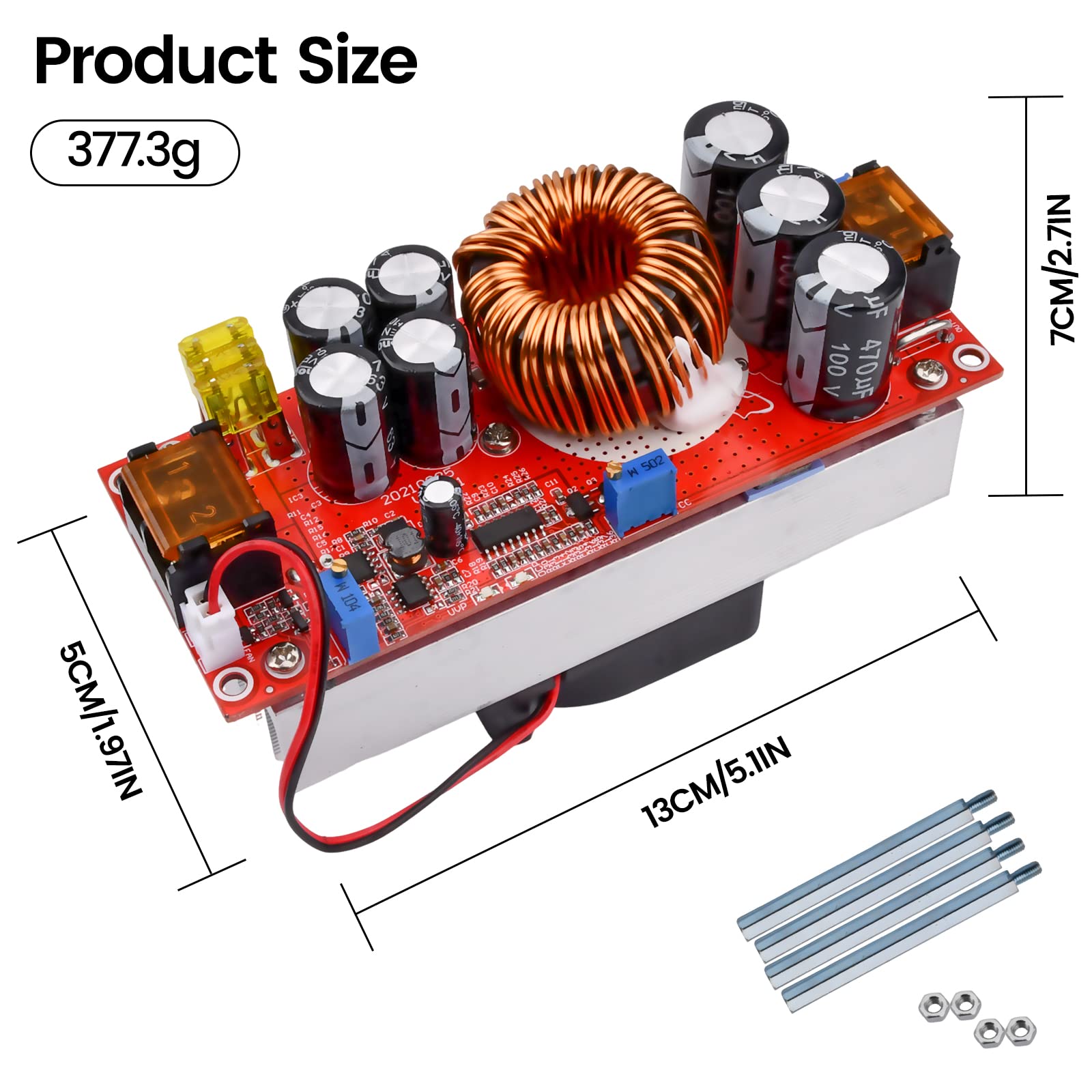 Aideepen Convertidor de impulso de 1800 W, 40 A, CC CC, convertidor ascendente, módulo de alimentación constante, 12-60V hasta 12V-90V