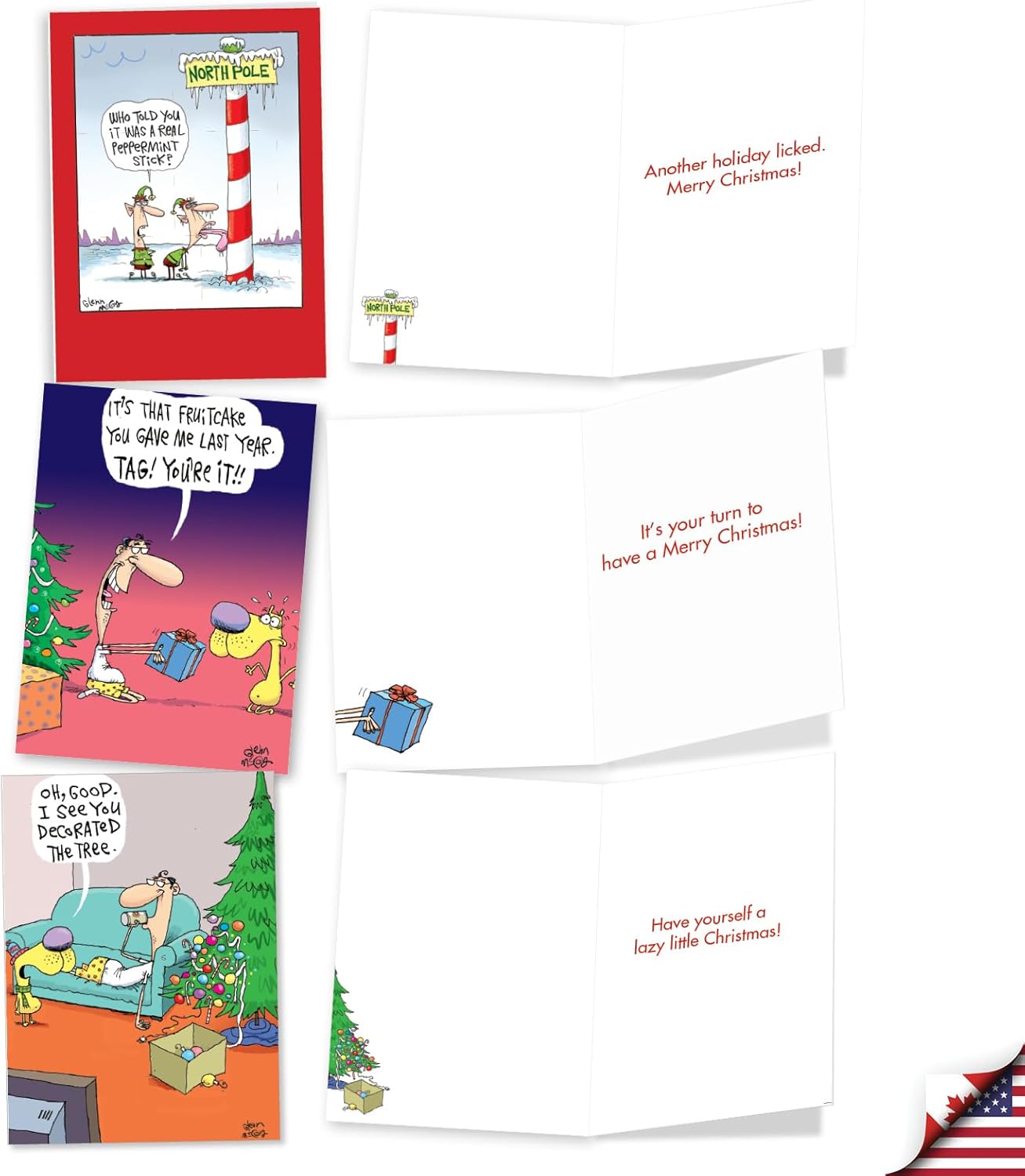 NobleWorks 20 Assorted Box Set Funny Christmas Greeting Cards w/5 x 7 Inch Envelopes (10 Designs, 2 Each) No Complaints AC5644XSG-B2x10