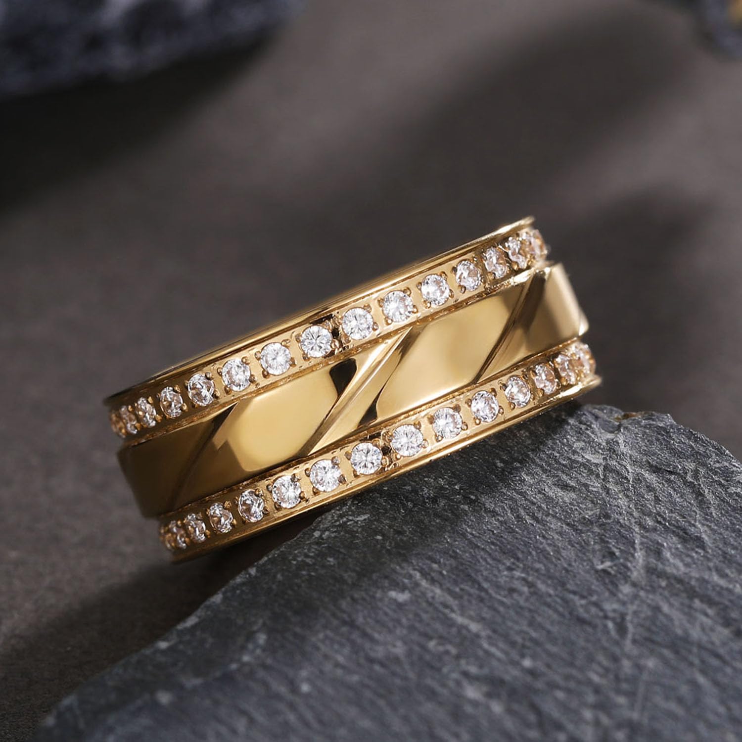 Couple Rings Yellow Gold Plated 1.5CT Square AAA CZ Wedding Ring Set for Him and Her Matching Rings