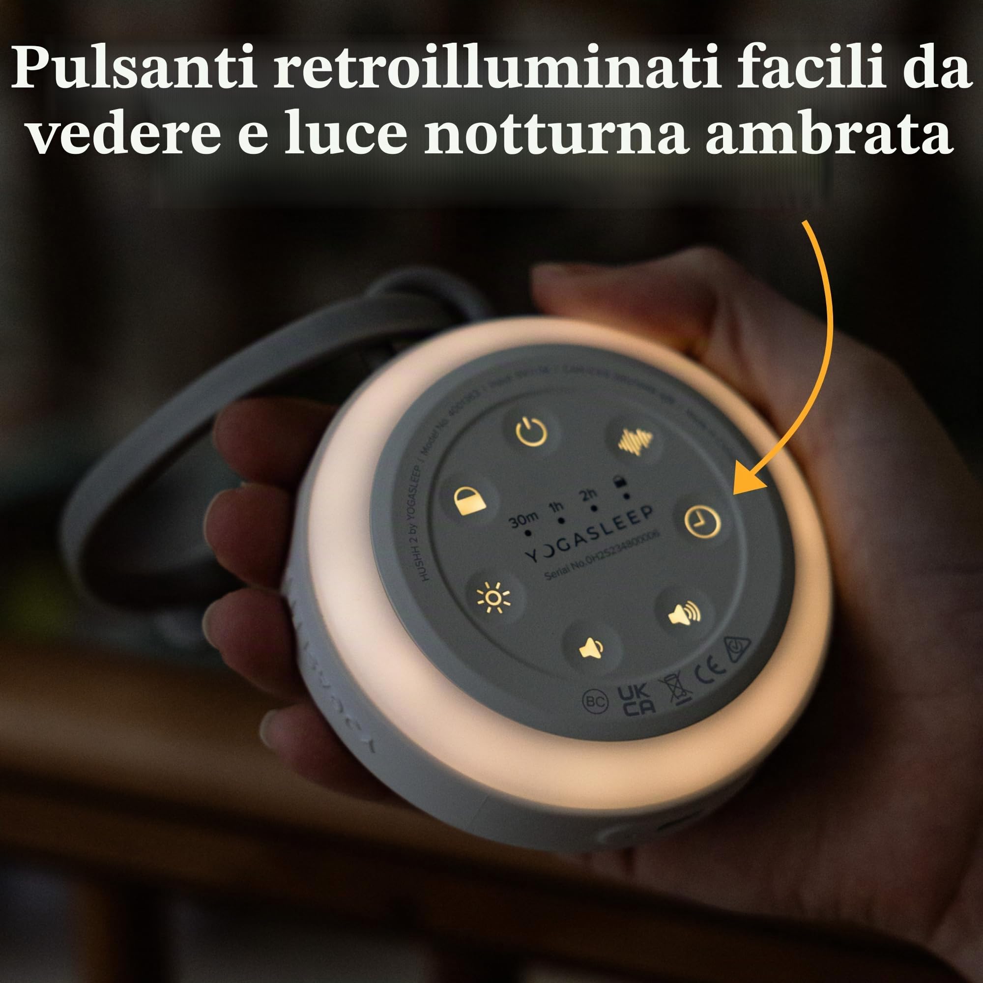 Yogasleep Hushh - 2 apparecchi audio portatili per neonati e bambini, pulsanti retroilluminati e luce notturna, più durata, 6 suoni naturali lenitivi, timer facile da usare, controllo del volume e