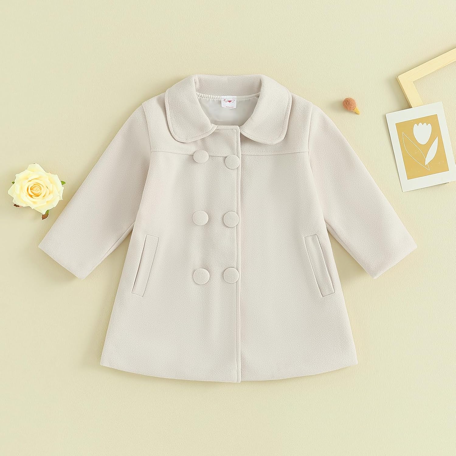 Toddler Girls Trench Coat Baby Girl Woolen Coat Girl Dress Coat Peacoat Winter Fall Outerwear - Image 3