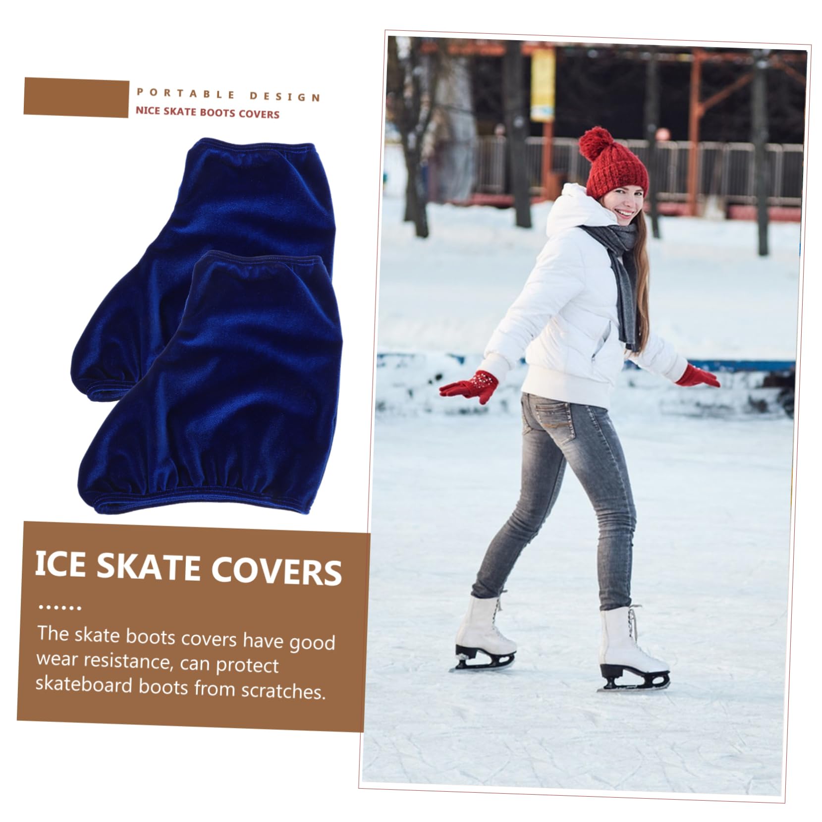 Mikikit 1 Pair Washable Ice Skates Covers Durable Skating Boot Protector for Hockey Roller Skates Wear Resistant Elastic