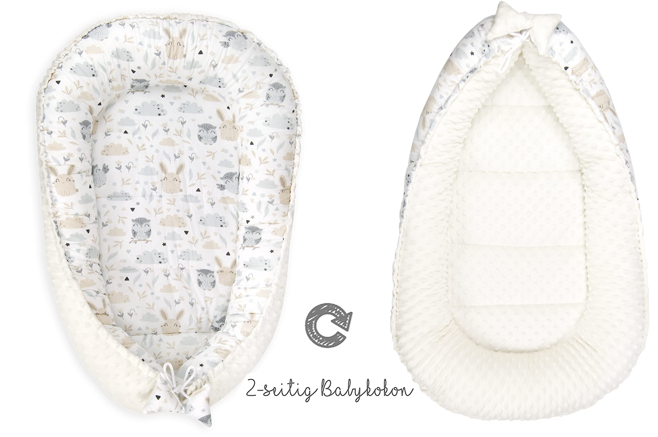 Pimko Nid bébé, en tissu Minky, cocon douillet pour nourrissons et nouveau-nés, pour la maison, Skandi/beige