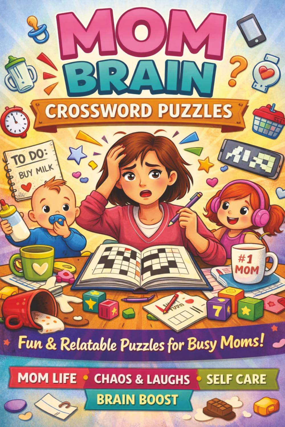 Mom Brain Crossword Puzzsles: Fun, Relatable Puzzles for Busy Moms