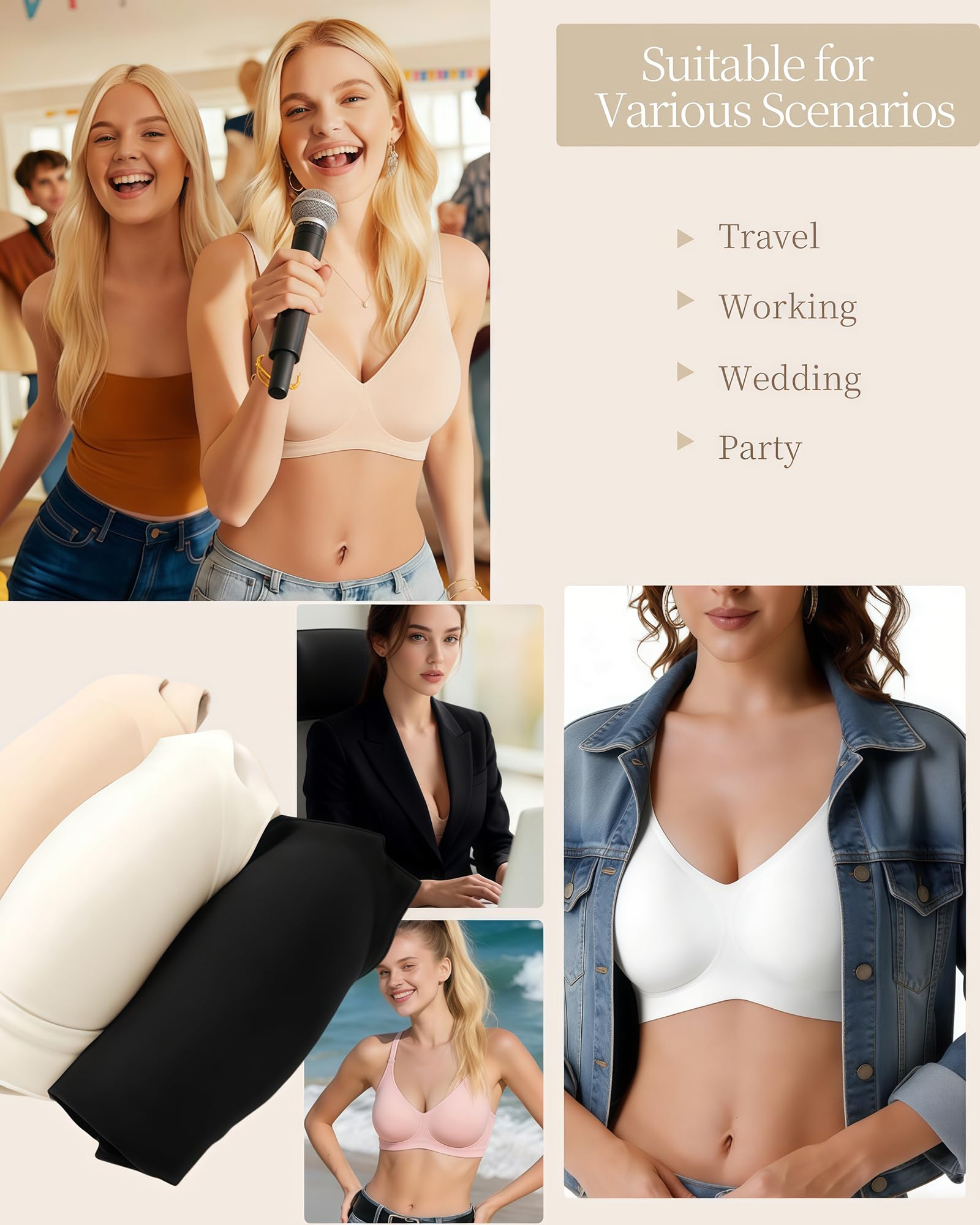Women's Bras Wireless Jelly Bra for Women UK Seamless Non Wired Soft Support Padded T Shirt Ladies Everyday Bralettes — view 7