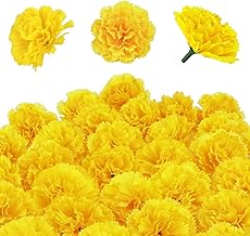 Improvhome Artificial Marigold Flowers,2inch Silk Marigold Flower Heads,Yellow Flowers Artificial for Decoration,Marigold Heads for Parties,Indian Wedding,Indian Theme,Diwali Home Decor (30)