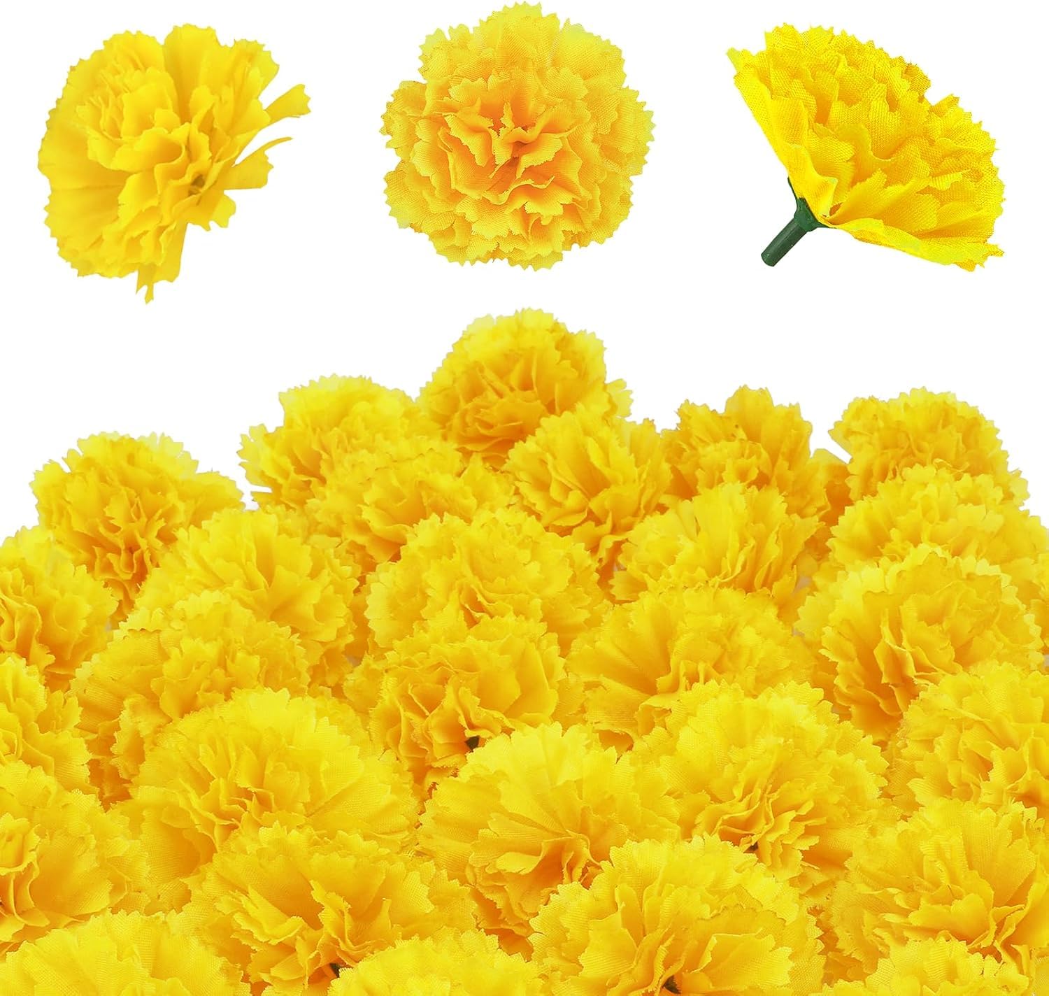 Artificial Marigold Flowers,2inch Silk Marigold Flower Heads,Yellow Flowers Artificial for Decoration,Marigold Heads for Parties,Indian Wedding,Indian Theme,Diwali Home Decor (50)-image-33