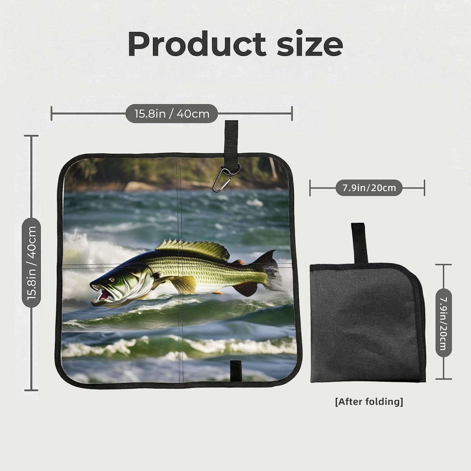 Bass Fishing Wave Print Foldable Seat Cushion Portable Chair Pad Lightweight Travel Outdoor Seating