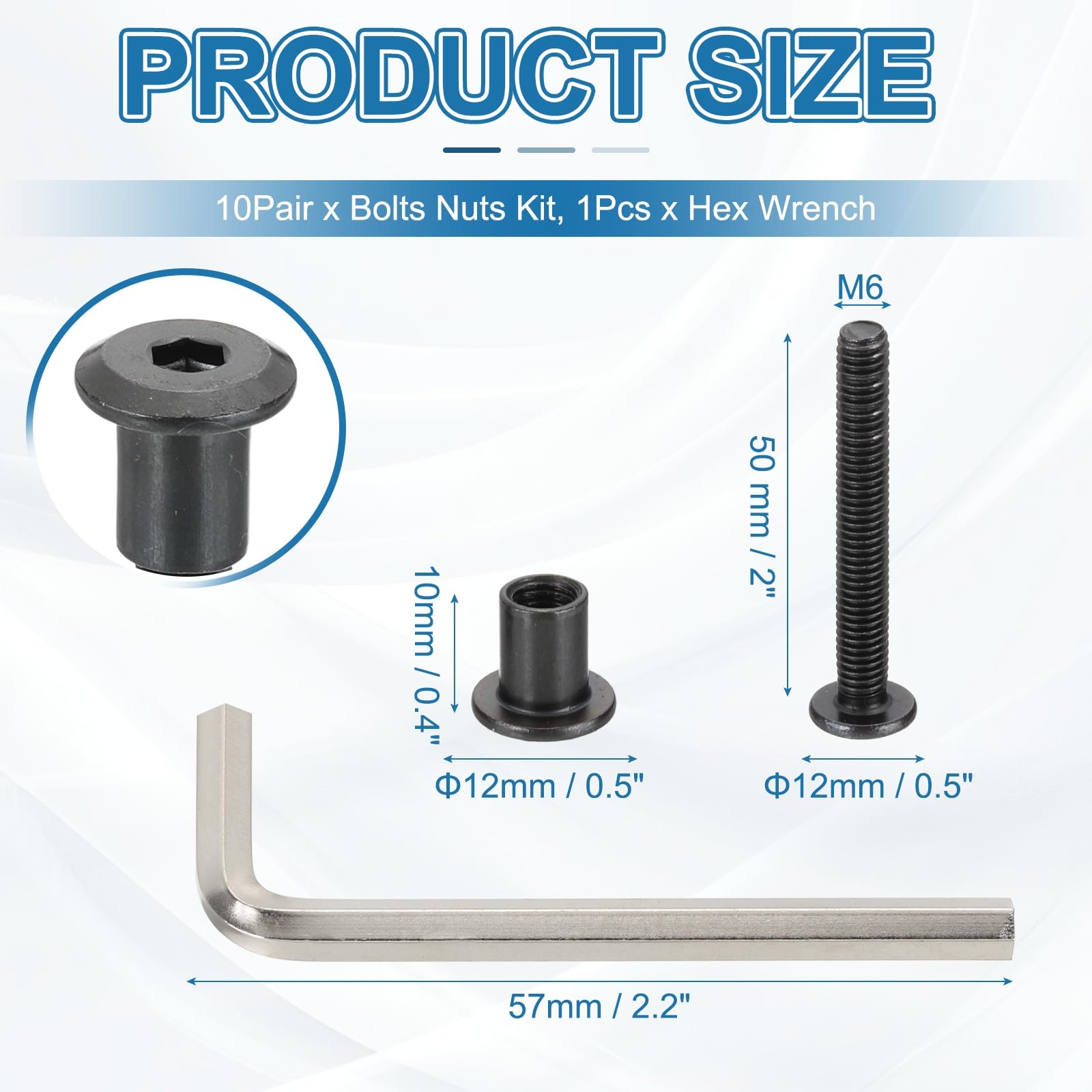 PATIKIL M6x50mm Hex Drive Socket Cap Bolt - Image 2
