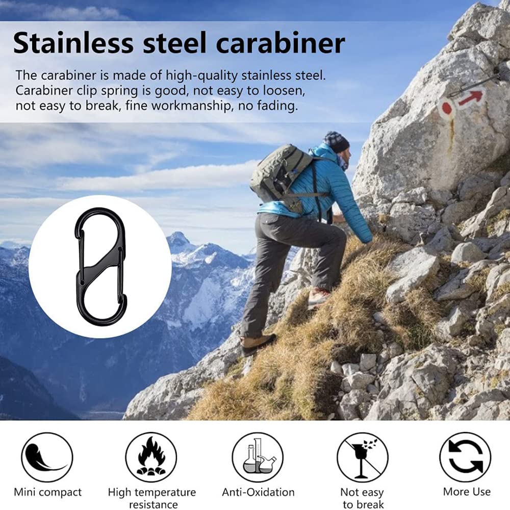 30 Mousquetons Métalliques Mini En Forme De S - Alliage Zinc, 8 Formes, Pour Sac à Dos, Camping, Pêche - 8