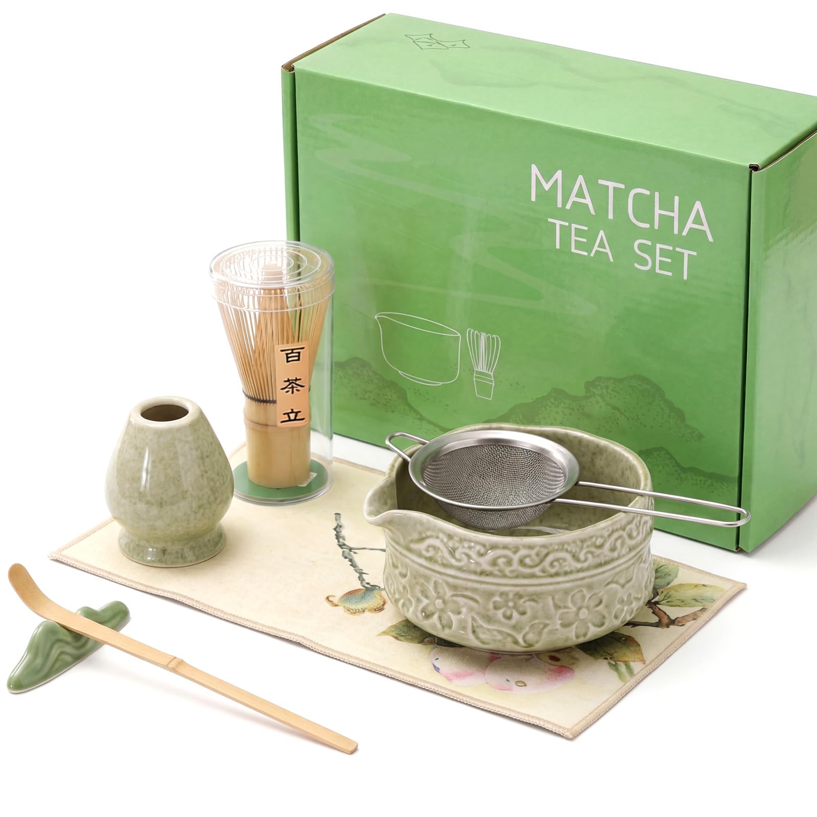 Amazon | 抹茶セット 7点 茶道具セット 【注ぎ口付き 片口抹茶碗