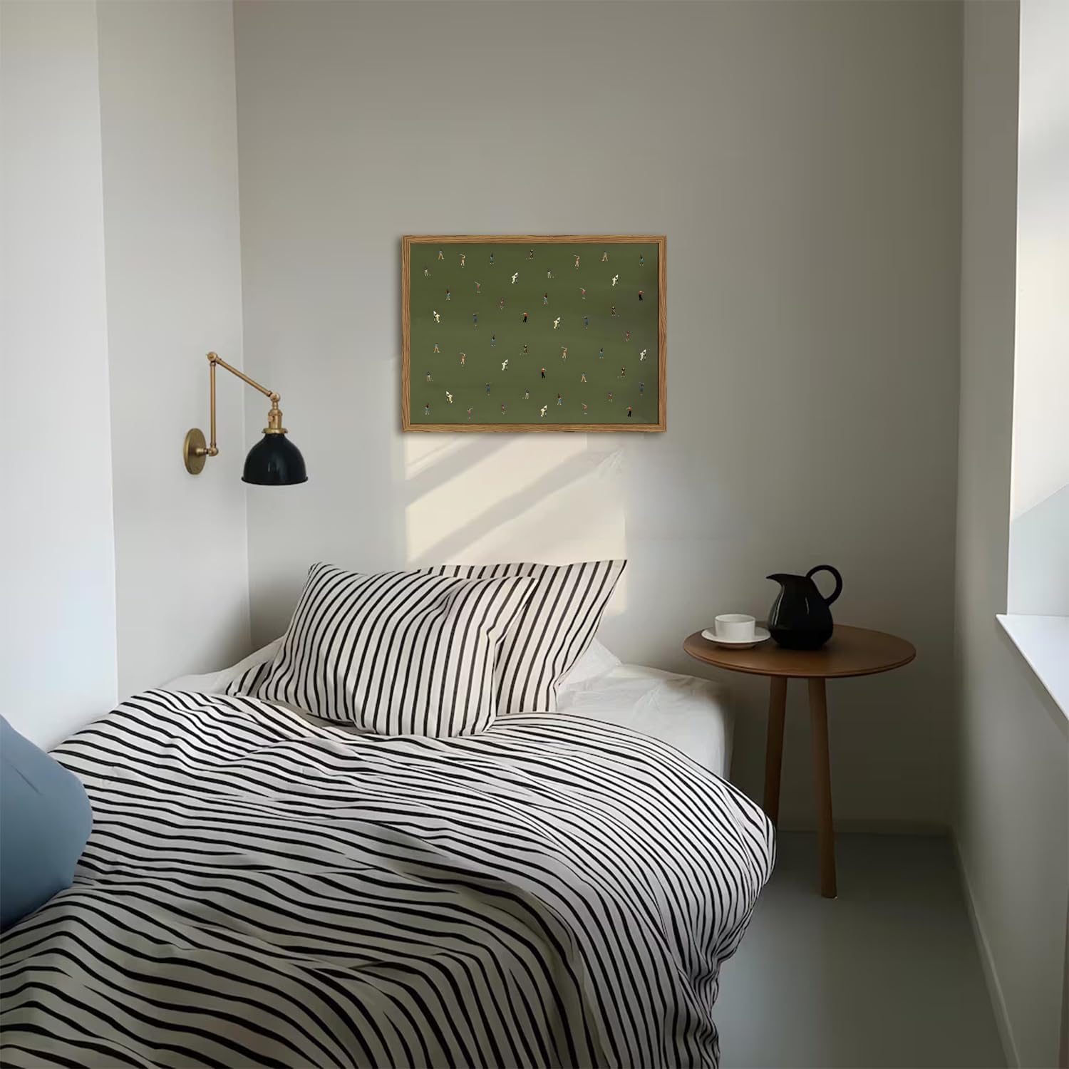 Modern Tiny Golf Players Wall Art Minimalist Golf Course Wall Decor Picture, Outdoor Golfer Sporty Poster Canvas Print Painting for Living Room Bedroom 12x16 inch Wood Framed