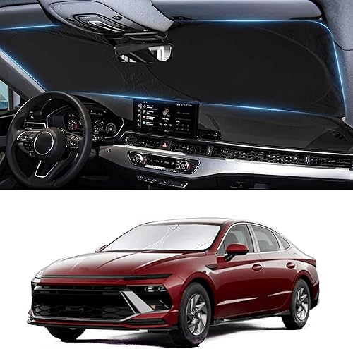 Miniatura 398 de Parasol para parabrisas de ajuste personalizado, cubierta para ventana delantera, visera plegable 210T, protector que bloquea los rayos ultravioleta