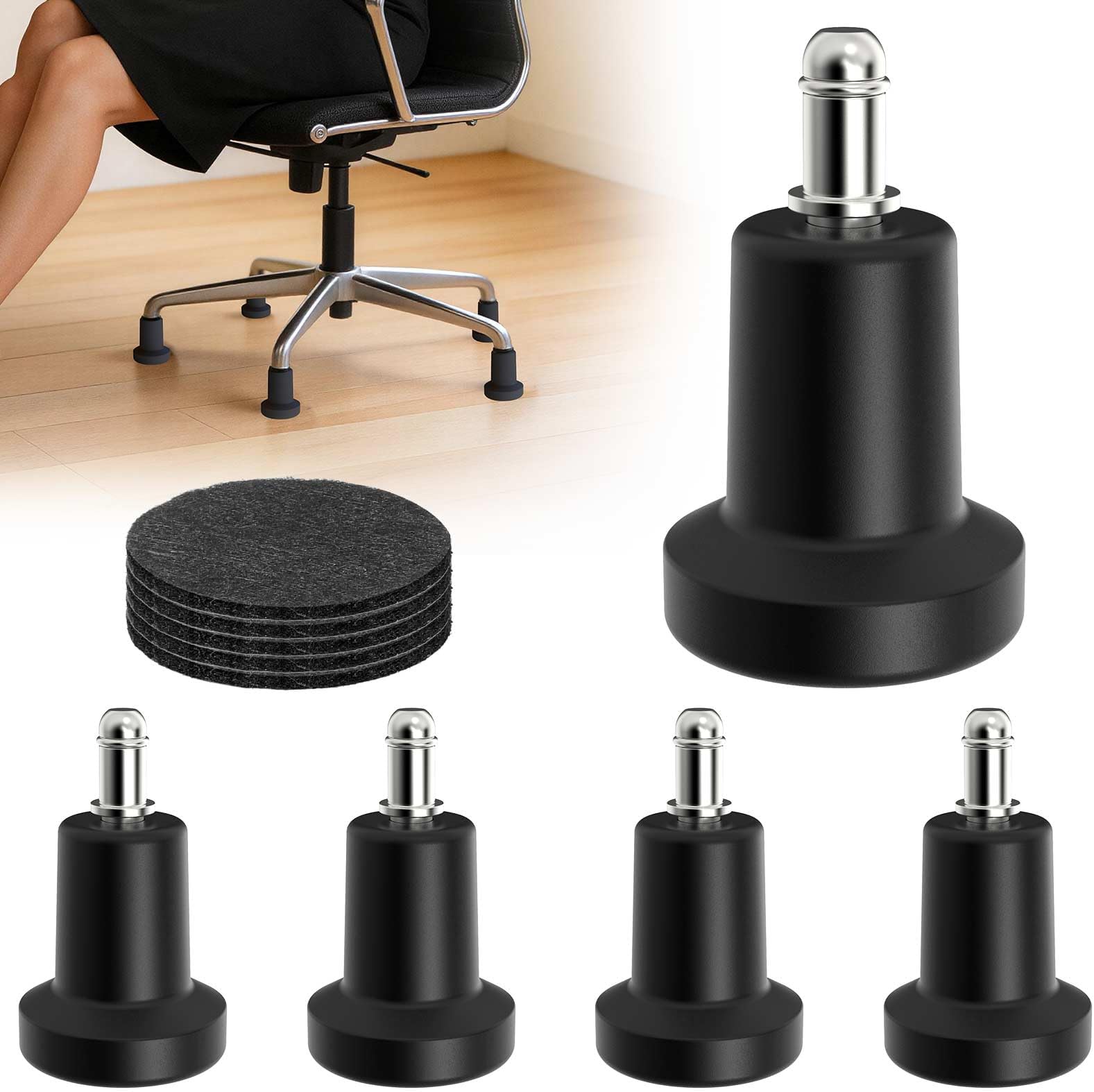Bell Glides Replacement Office Chair or Stool Swivel Caster Wheels to Fixed Stationary Castors (Bell Glides Short-10PCS)