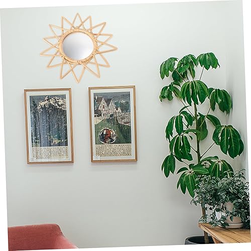 Miniatura 7 de Cabilock Espejo decorativo de ratán, decoración de arte innovadora, espejo redondo de mimbre, espejo tejido de ratán, espejo de pared de tocador