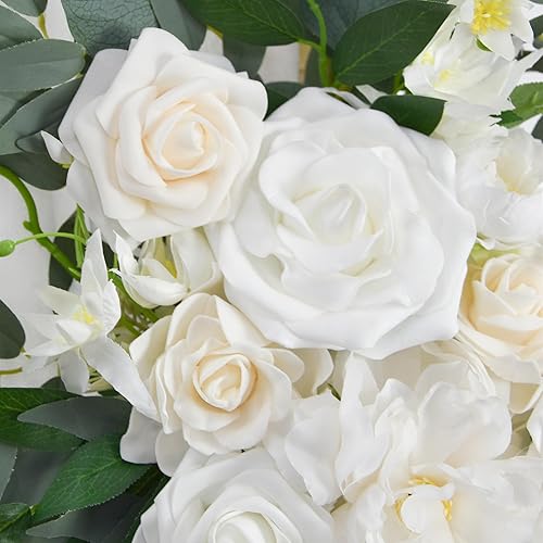 Miniatura 5 de Ting's time Kit de flores artificiales para arco de boda (paquete de 4), 2 guirnaldas de flores artificiales grandes con 2 telas drapeadas para