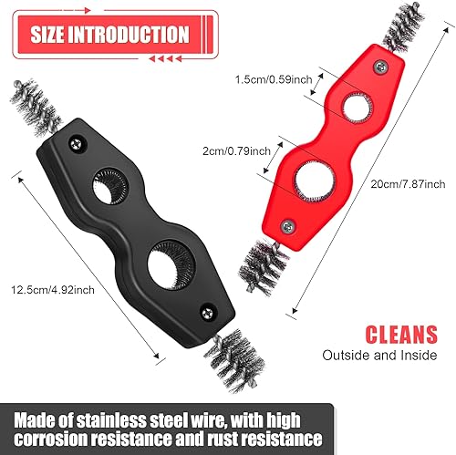 Miniatura 3 de Honoson 4 piezas de limpiador de tuberías de cobre 4 en 1, cepillo de tubería de cobre, cepillo para limpiar el interior y exterior, limpiador de