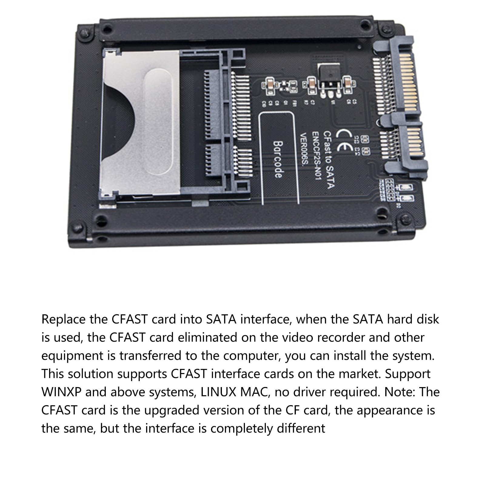 Tarjeta adaptadora de Disco Duro CFast a SATA3.0, Lector de Tarjetas CFast para Ordenador portátil, Transferencia de Datos, Adaptador de Carcasa de Disco Duro