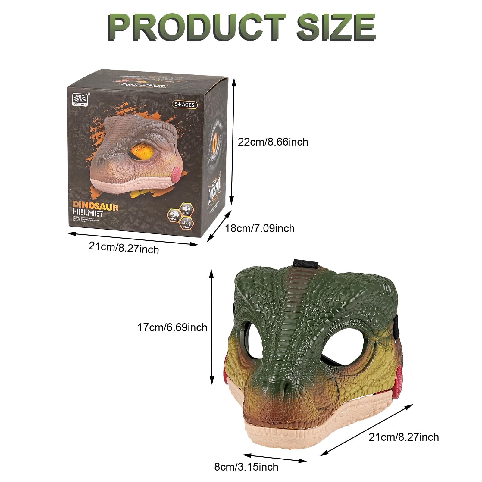Realistic Dinosaur Mask with Sound, Movable Screaming Mask Moving Jaw Hard Plastic, Halloween Mask - Image 2