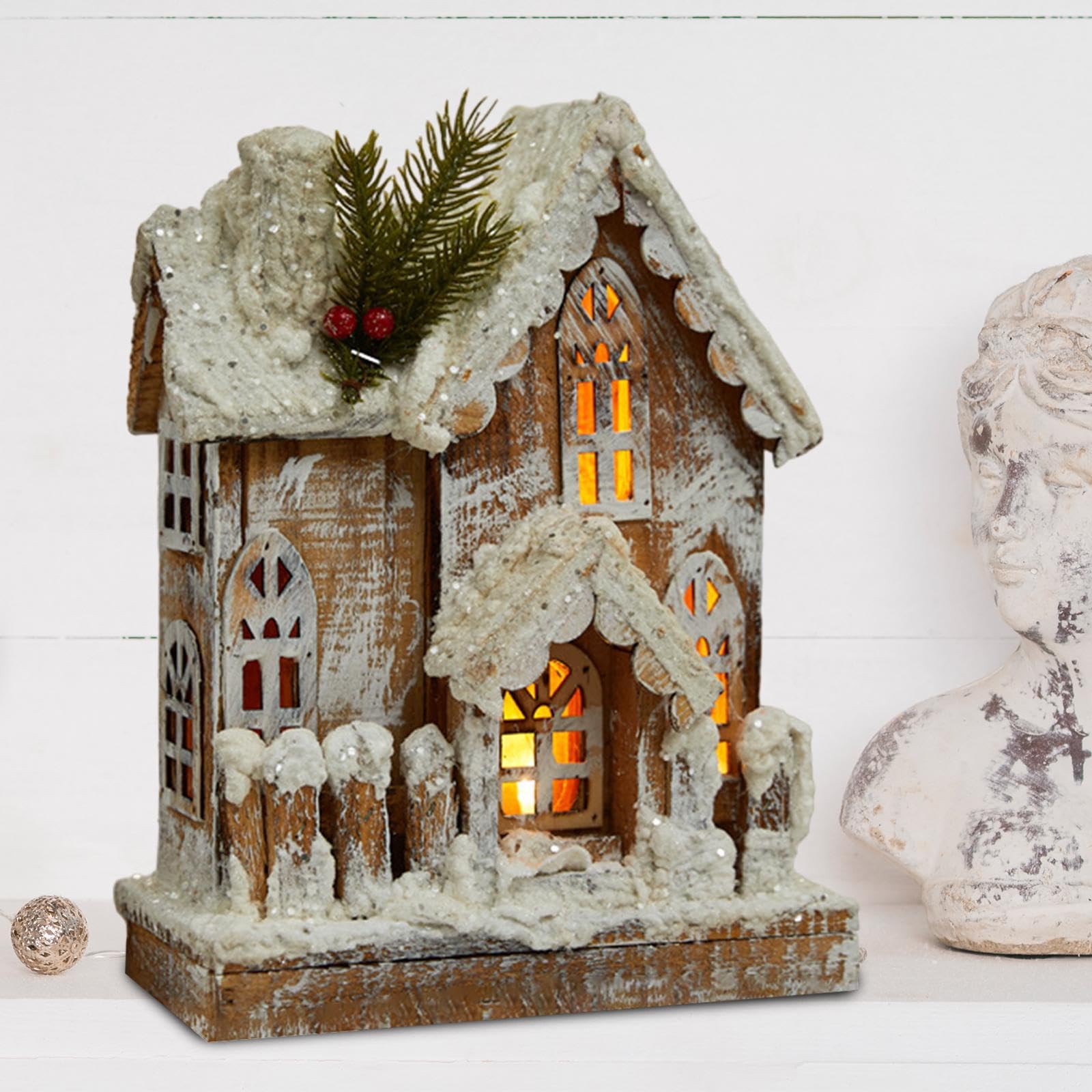 MagiDeal Scultura di Casa di Villaggio, Statuetta in Legno per Feste in Casa E Al Chiuso