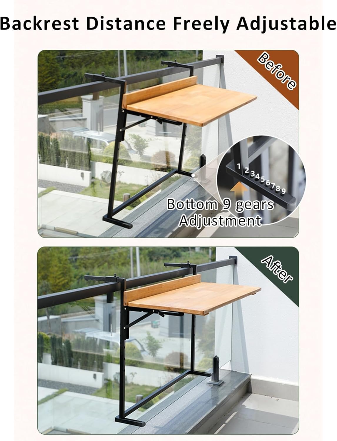 Balcony Bar Table for Railings,Folding Workbench,Stable Sturdy Wall Table,Outdoor Indoor Folding Hanging Table,Study Work Bench,Wall-Mounted Small Folding Space Saving Serving Table Desk(60x38cm)