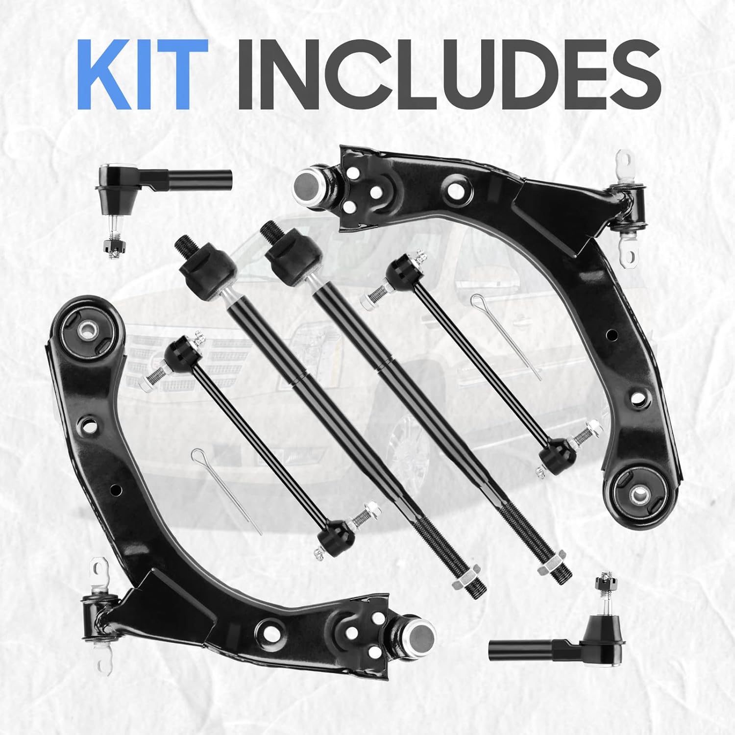 Front Lower Control Arm w/Ball Joint Sway Bars Tie Rods Replacement Suspension Kit for 2005-2010 Chevy Cobalt, 2007-2010 Chevy HHR, 2007-2009 Pontiac G5, 2005 2006 Pontiac Pursuit (8pc)